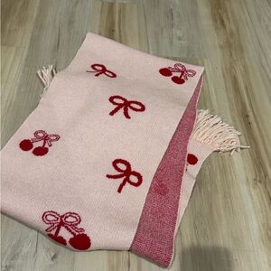 Pink and Red Bow Patterned Scarf